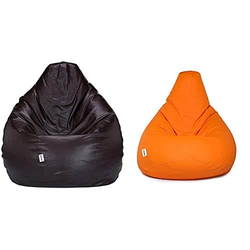 Image of Amazon Brand - Solimo XXXL Bean Bag Cover Without Beans (Brown) XXXL Bean Bag Cover (Orange)
