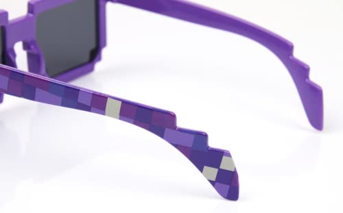 Image of DC DECORIO Thug Life Sunglasses Pixel Gangsta Life Funny Novelty Shades With Box Packing (Black) (CHECK-PURPLE)