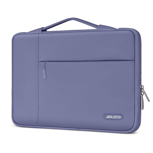 Image of MOSISO Laptop Case 13.3 inch, 13-13.3 inch Laptop Sleeve with Handle Compatible with MacBook Air /Pro 13 /Pro 14 M5 M4 M3 M2 M1,HP Dell ASUS Lenovo, Polyester Multifunctional Computer Bag, Lavender Gray
