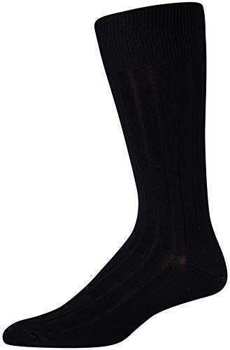 Calvin Klein Men's 3 Pack Cotton Rich Dress Rib Socks, Black, Shoe Size 7 - 12