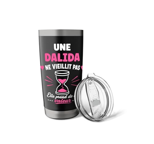 Une dalida ne vieillit pas Humour prénom dalida Gobelet isotherme en acier inoxydable double paroi – vue 5