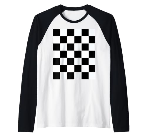Ska-Musik Amoureux Motif Damier Noir/Blanc à Carreaux Manche Raglan