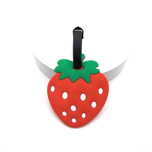 Cute Silicone Luggage Tag for Women Men Unique Travel Bag Tags Funny Colorful Identifier Suitcase Label (Strawberry)2