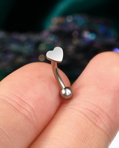 COCHARM Titanium Heart Star Moon Rook Spike Piercing Jewelry 16g, Surgical Steel Rook Earrings for Women Man, Silver Vertical Labret Jewelry, 8mm Spike Eyebrow Piercing Jewelry4