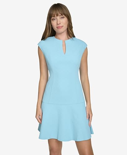 Tommy Hilfiger Women's Split Neck Flared Hem Fitted Through HIPS Sheath Dress2