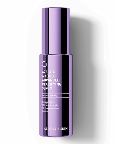 Allies of Skin Azelaic & Kojic Clarifying Face Serum | Clinically Proven for Acne & Blemish Prone Skin |10% Azelaic Acid Treats Pigmentation and Redness | Targets Pores & Uneven Skin Texture (1 Fl oz)