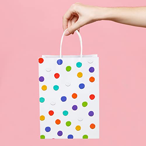 Image of BLEWINDZ 32Pcs Rainbow Small Gift Bags Bulk with 32Pcs Tissue Paper - Colorful Polka Dots Goodie Bags with Handles for Party Favors, Kids Birthday, Baby Shower, Wedding, Shoppings