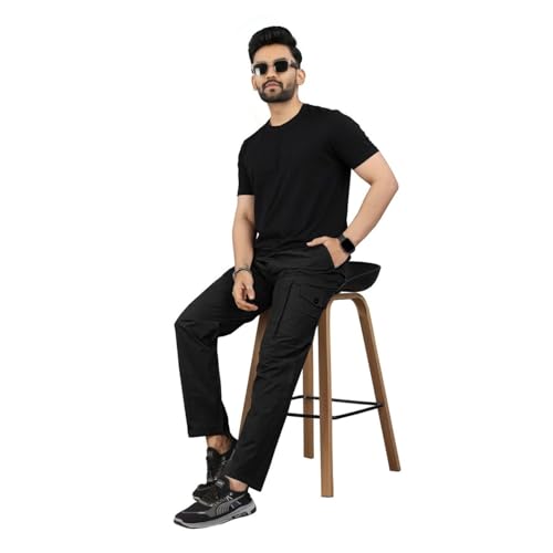 Image of Unisex 100% Cotton Cargo Pants for Men & Women | Multi Pocket Utility Combat Trousers | Regular Fit | Breathable Durable Fabric | Casual Travel Outdoor Wear | Color Dark Grey | Size (30-40)
