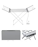Electric Heated Clothes Airer with Cover, Touch Screen Controls Heated Clothes Dryer Rack, Temperature Control 30°C to 70°C Heated Airers Clothes Indoor, Foldable, 1-9 Hour Timer, 18 Heated Pipes