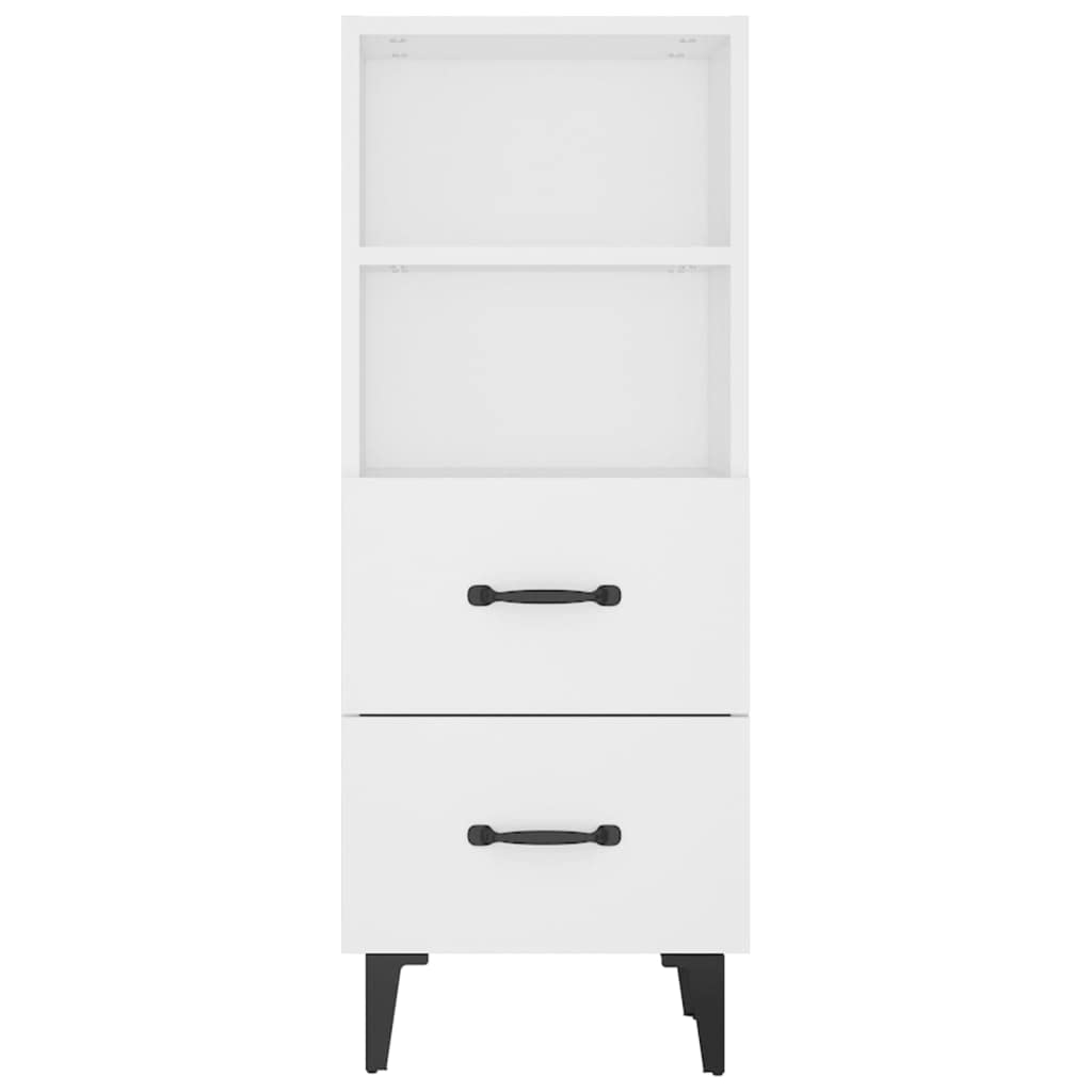 Credenza in legno bianco, 34,5 x 34 x 90 cm, con 2 cassetti e 2 scomparti, per soggiorno, corridoio, camera da letto, comò con spazio e piano superiore stabile