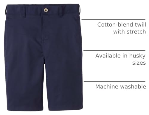Image of French Toast Boys Flat Front Stretch Twill Shorts with Adjustable Waist in Standard and Extended Kids Sizes Navy, 6