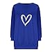 Cute Heart Print Sweatshirts for Women Long Sleeve Round Neck Pullover Tops Fashion Fashion Dating Funny Tops Blue