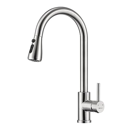 AIHOM Küchenarmatur mit Brause Wasserhahn Küche Ausziehbar mit 3 Modus Armatur Küche 360° Drehbar Mischbatterie Spültischarmatur Ausziehbar Einhebelmischer Messing