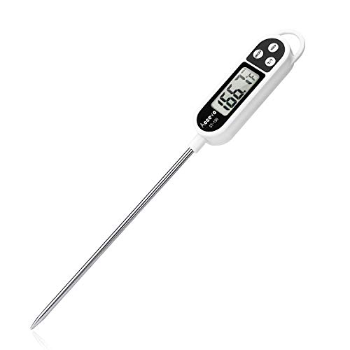Digital Cooking Thermometers, Accevo Larger Screen Display Stainless Food Thermometer for Meat, Grill, Milk, Candy, with Long Probe, Auto Shutdown