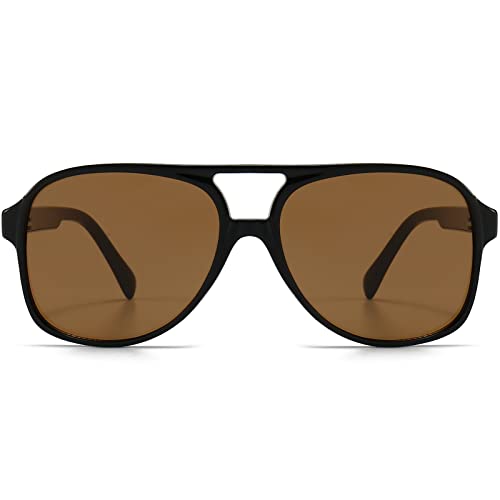 Image of LASPOR Polarized Aviator Sunglasses for Women Men 70s Vintage Retro Glasses Large Frame Plastic Shades UV400