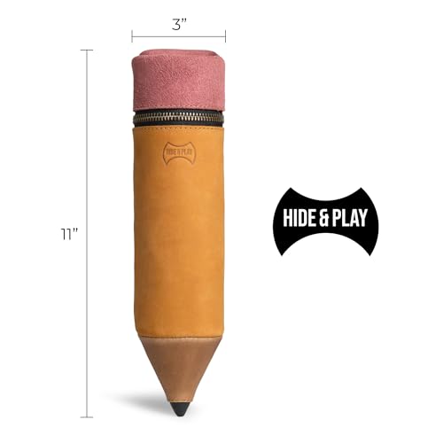 Image of Hide & Play, Pencil-Shaped Case for Pens, Pencils, Markers, and Office Accessories, Zippered Bag, Pen Storage, Full Grain Leather, Handmade (Old Tobacco)
