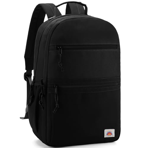 VASCHY Mochila Niña Niño, Mochila Adolescentes 7-12 Años Mochila Escolar Lightweight Mochila Infantil Lisa Mochila Instituto Resistente al Agua Mochila Colegio, Negro-L-19L
