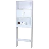 Home Basics, White 3 Tier Wood Space Saver Over The Toilet Bathroom Shelf with Open Shelving and...