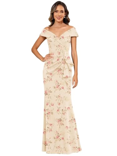 Satin Mother of The Bride Dresses for Women Off Shoulder Mermaid Formal Evening Party Dress4