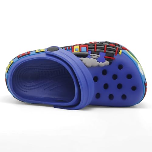 Image of Boys Girls Toddler Clogs Little Kids Slip on Slides Sandals Slippers Cute Cartoon Train Pattern Garden Clogs Summer Indoor Outdoor Beach Pool Water Shoes