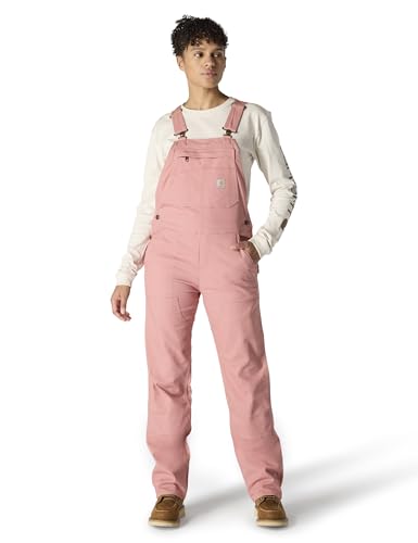 Carhartt Women's Rugged Flex Loose Fit Canvas Bib Overall, Rose Tint, Large