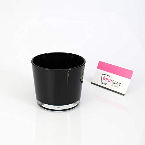 INNA-Glas Windlichtje - Glazen Vaas Alena, zwart, 8,5cm, Ø 10cm - Tafellampje - Conische Vaas - Afbeelding 3
