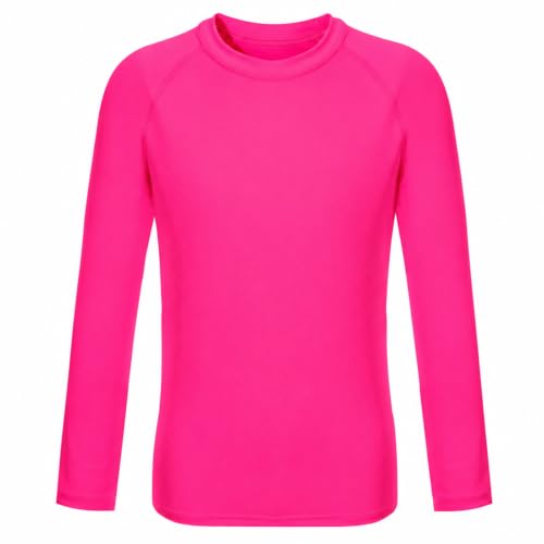 5-14Y Boys Girls Rash Guard UPF 50+ Long Sleeve Kids Neon Swim Shirts