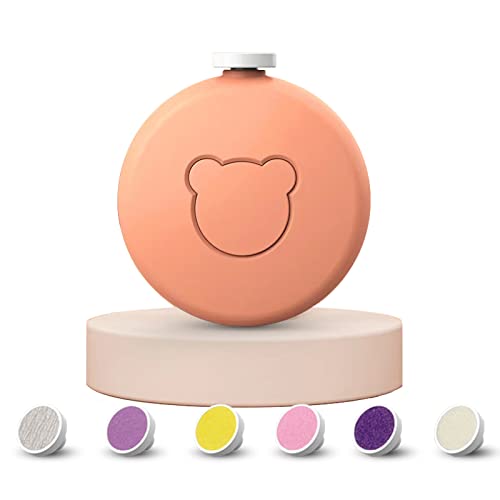 Lime à Ongles Électrique pour Bébé 6 en 1 Kit de Tondeuse à Ongles pour Nouveau-Nés Enfant et Adulte têtes de meulage remplaçables,faible bruit (Orange)
