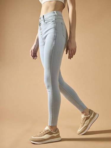 Image of Dolce Crudo Women's Skinny Fit High Rise Cropped Length Stretchable Denim Jeans