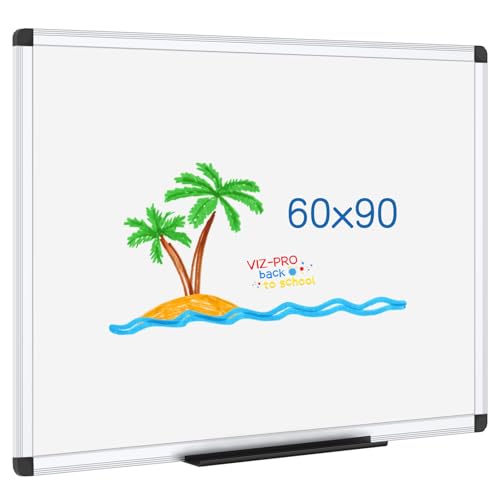 Magnetisches Whiteboard 90x60 cm mit Aluminiumrahmen und Stiftablage trocken abwischbar magnetisch für Büro Zuhause und Schule