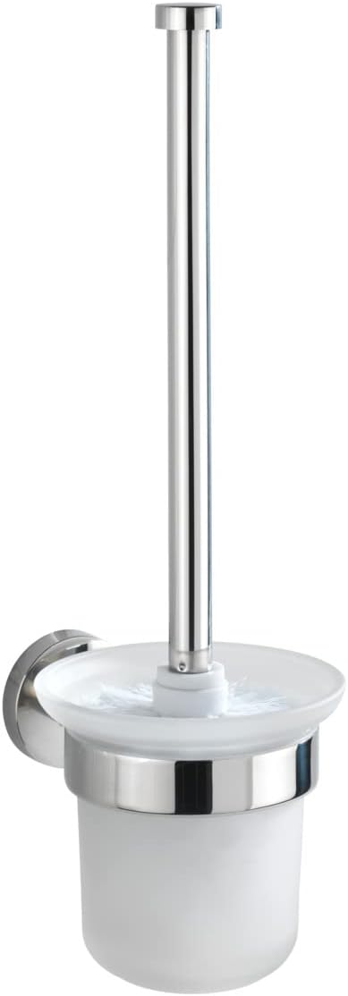 Wenko Bosio Shine-Toilet Brush Holder, Stainless Steel, Silver Shiny, 14 x 10 x 35 cm