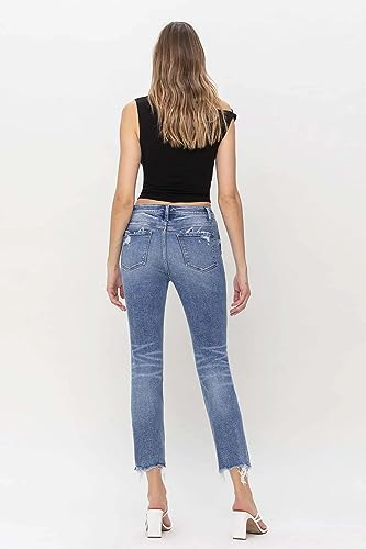 Flying Monkey - High Rise Slim Straight Raw Hemline Jean - F51602