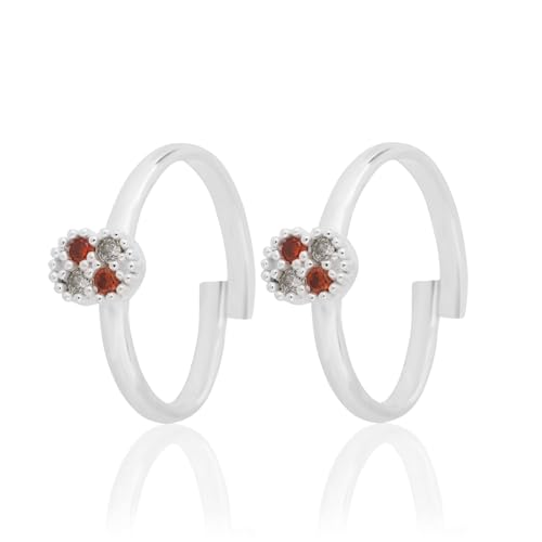 Image of SATKOTI 925 Silver Toe Rings for Women | Adjustable Pure Metal Bichiya with AAA Quality CZ Stone| BIS Hallmarked Jewelry with Authenticity Certificate | Pair of 2 Metti