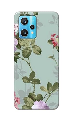 Image of Printed Hard Back Cover Case for Realme 9 4G Back Cover (Floral Painting) -702