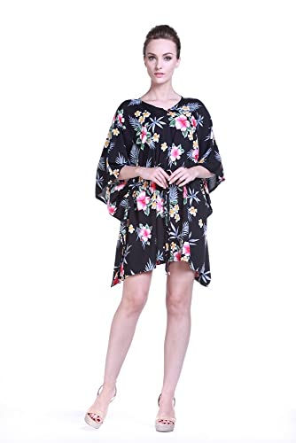 Image of Family Matching Hawaiian Clothes, Hibiscus Black | Black Hibiscus Print • Soft Rayon Fabric • Family Matching Outfits • Vacation Ready • Luau Party Wear