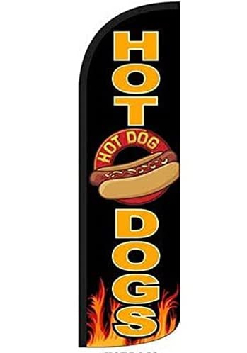 4 Less Co HOT DOGS Windless Swooper Flag Feather Banner Sign 3x11.5 ft Tall (Flag Only) kq