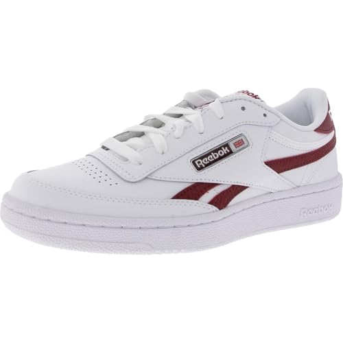 Reebok Unisex Club C Revenge Sneaker, White/Rich Maroon/White, 8.5 Women/7 Men
