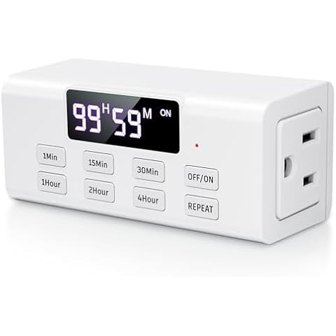 COKWEL Countdown Timer Outlet, Up to 99 Hours, Large Screen and Repeat Function, Inodoor Auto Shut Off Timers for Charger Light Vacation Security,Digital Timers for Electrical Outlets Cover