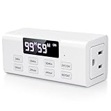 COKWEL Countdown Timer Outlet, Up to 99 Hours, Large Screen and Repeat Function, Inodoor Auto Shut Off Timers for Charger Light Vacation...