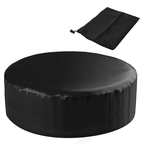 AKOLAFE Hot Tub Cover Round 215x70 cm Thermal Hot Tub Covers Protector 420D Full Coverage Lazy Spa Cover Replacement Waterproof UV Resistant Pool Covers for Outdoor Bathtub Black