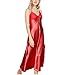 Produktbild ORANDESIGNE Damen Nachthemd Sexy Negligee Sommer Nachtwäsche Satin Langes Kleid Lingerie Bequem Nachtkleid V Ausschnitt Pyjamas Sleepwear Rot 36