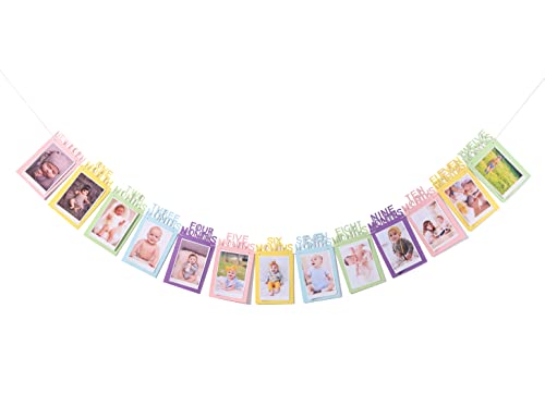 Bannière photo pour fille garçon avec guirlande d'accessoires photo mensuels