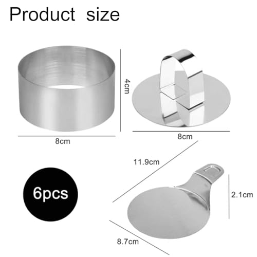 Mousse, bollos y repostería impecable usando este juego de 6 anillos de cocina de 8 cm 2