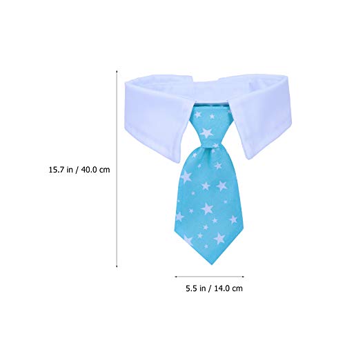 Cachorro de estimação vestido com coleira falsa gravata estrela de cinco pontas (CW12 azul)