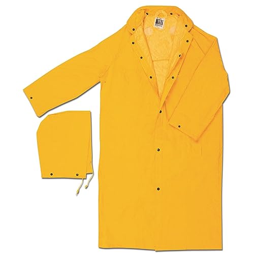 Image of MCR Safety 240CX2 49-Inch Classic Plus PVC /Polyester Corduroy Collar Coat with Detachable Hood and Cape Vented Back, Yellow, 2X-Large