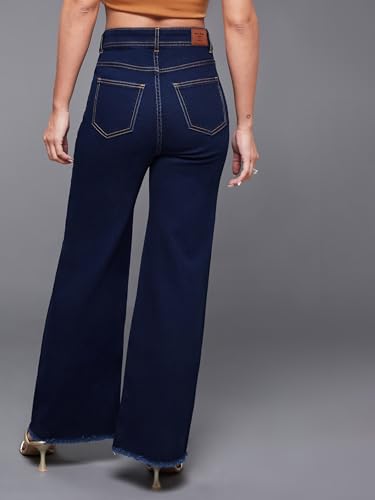Image of Miss Chase Women's Wide Leg High Rise Regular-Length Stretchable Denim Jeans