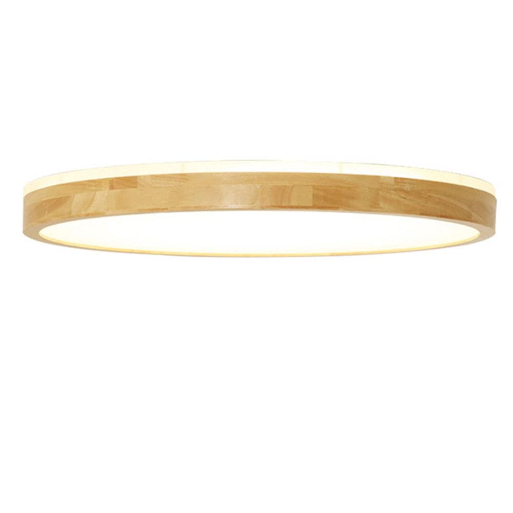 Lustre plafonnier bois 30cm à double éclairage latéral inférieur et lumière blanche 6000K