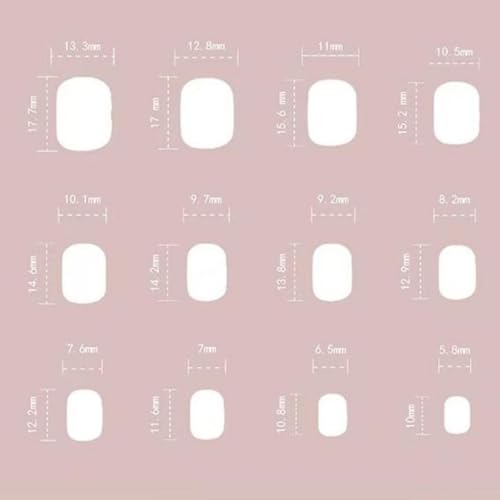 Image of Short Square Press on Nails White French Tip Fake Nails Flower Nail Press ons Glossy Full Cover Glue on Nails Reusable Artificial Acrylic Stick on Nail Nude False Nail for Women Manicure 24Pcs