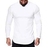 EE Shirt Manche Longue Homme Col Rond, Tee Shirt Homme Sport Décontracté Couleur Unie Coupe Slim Chic Passe-Partout Pullover Confortable Tempérament Top Streetwear Automne Haut pour Fitness