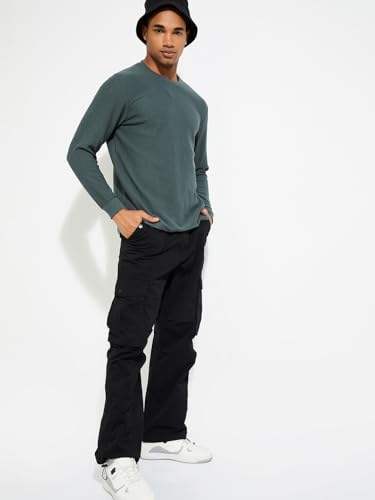 Image of Max Men's Cotton Blend Regular Fit Ribbed T-Shirt URB N